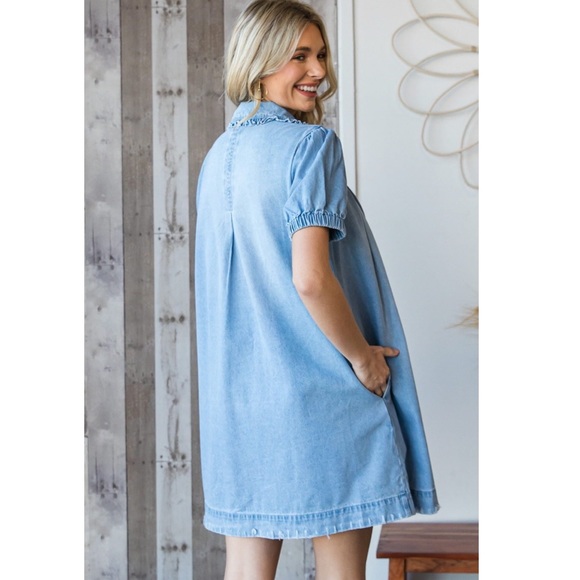 Blue Denim Mini Dress - Picture 3 of 7